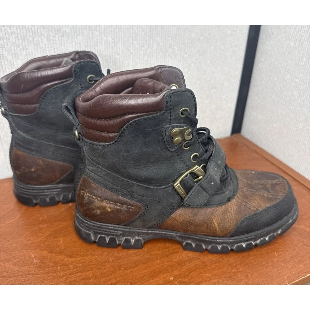 Polo Ralph Lauren Polo Sport Mens Leather Duck Boots Brown Size 7 B Mid Calf